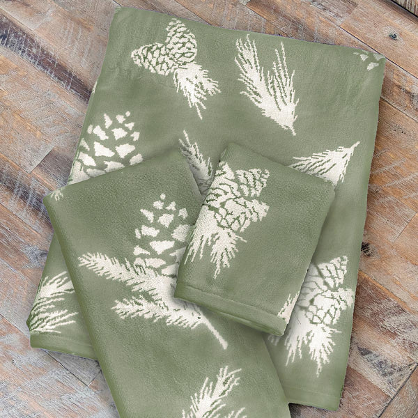 Sage Pinecones Bath Towel