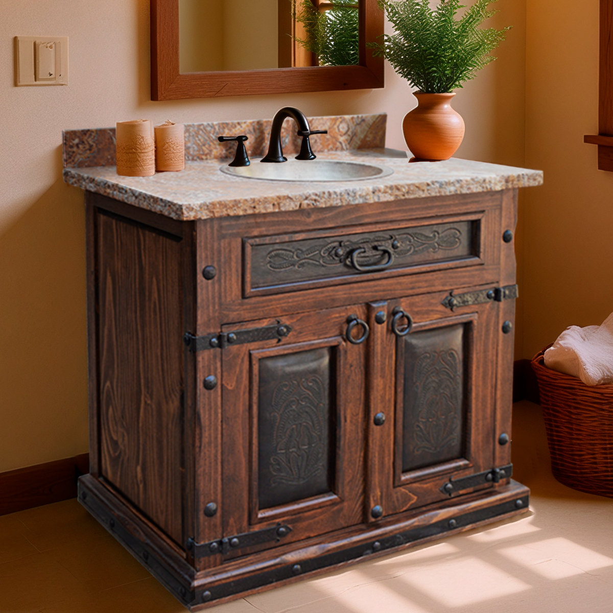 Statesman Tooled Leather Vanity