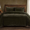 Green Velvet Duvet Cover Set - King
