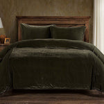 Green Velvet Duvet Cover Set - King