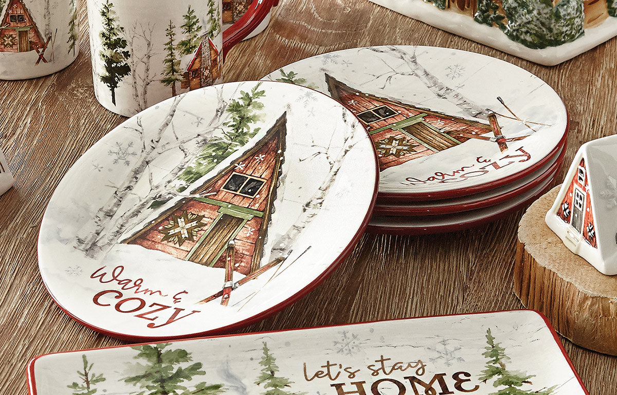 Winter Cabin Salad Plates - Set of 4 - OVERSTOCK