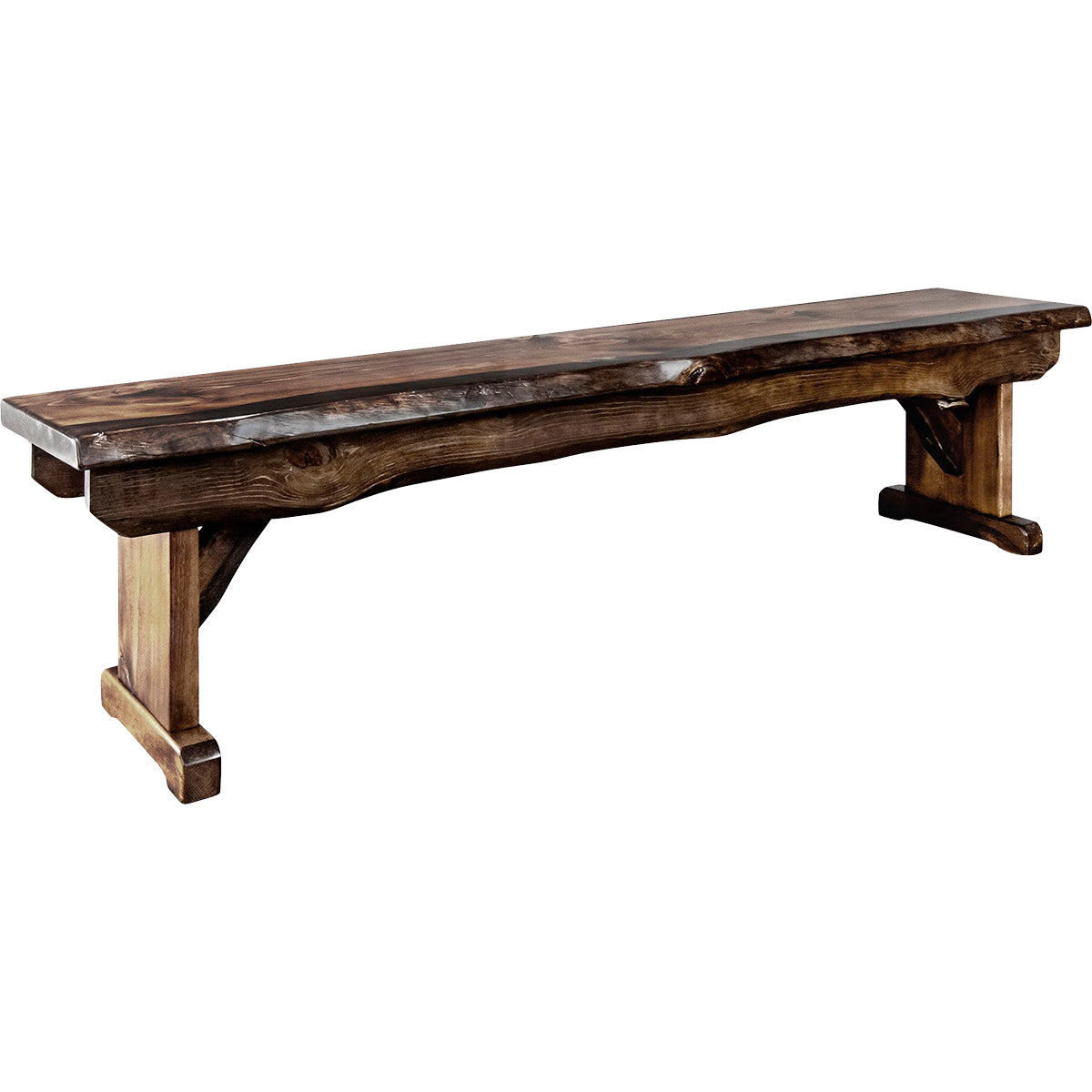 Lima Live Edge 6 Foot Wooden Bench - Provincial Stain