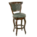 Spanish Heritage Turquoise Swivel Counter Stool with Back - Set of 2