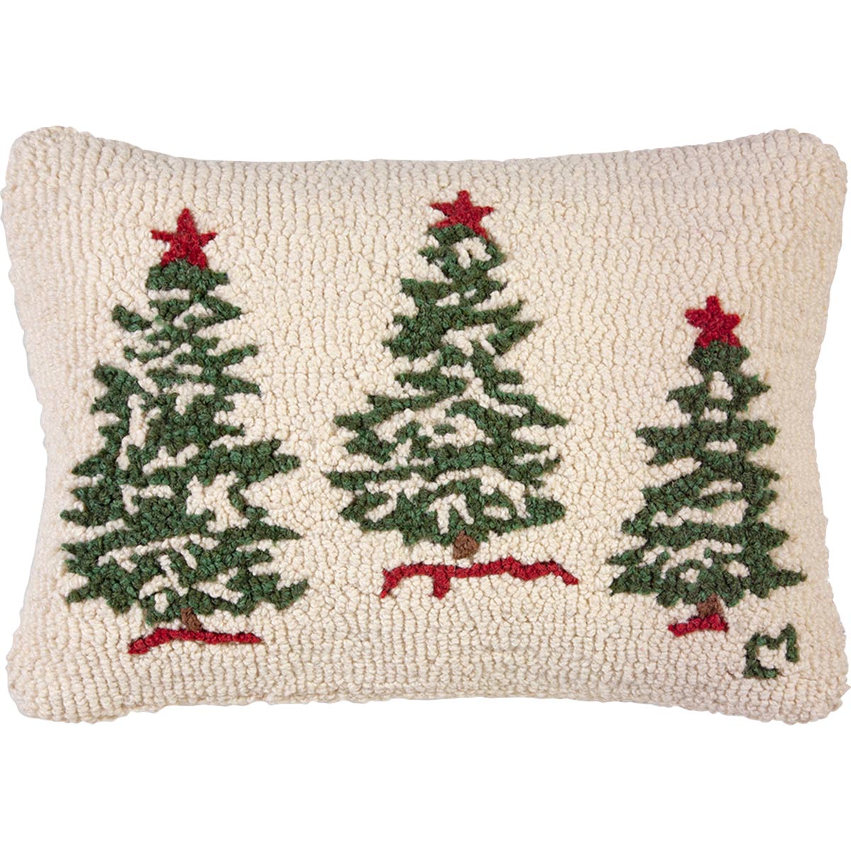 Christmas Tree Trio 14 x 20 Hooked Wool Pillow - OUT OF STOCK UNTIL 08/05/2026