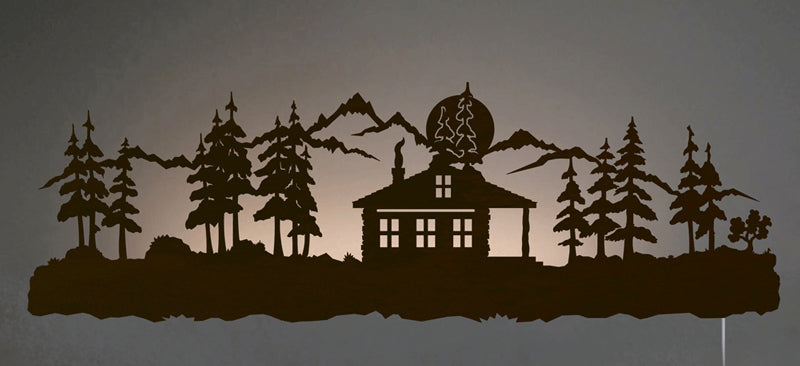 Cabin in Pines Back Lit Wall Art