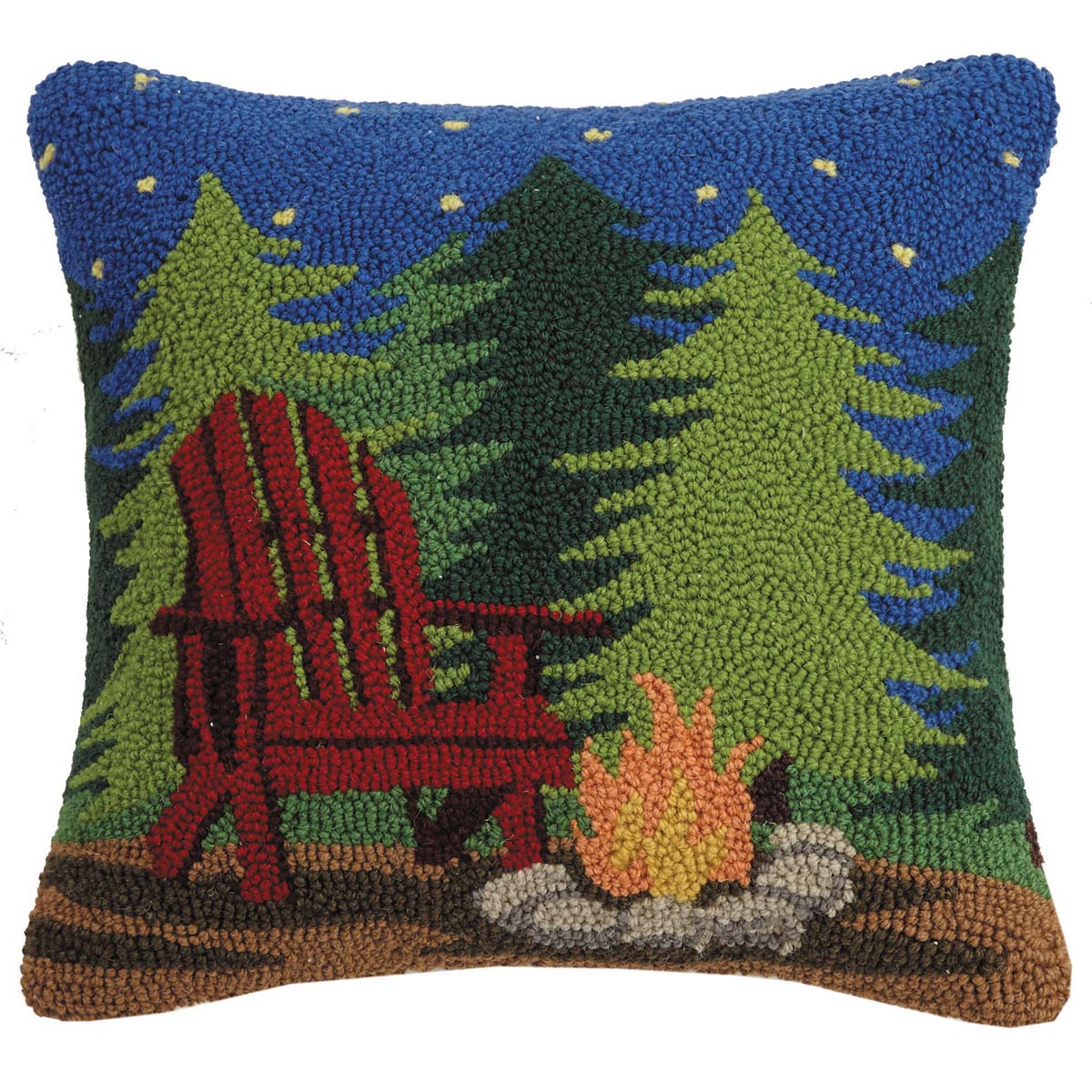 Campfire Adventure Hooked Pillow - OUT OF STOCK UNTIL 09/10/2026
