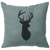 Deer Head Silhouette Linen Pillow - Ocean