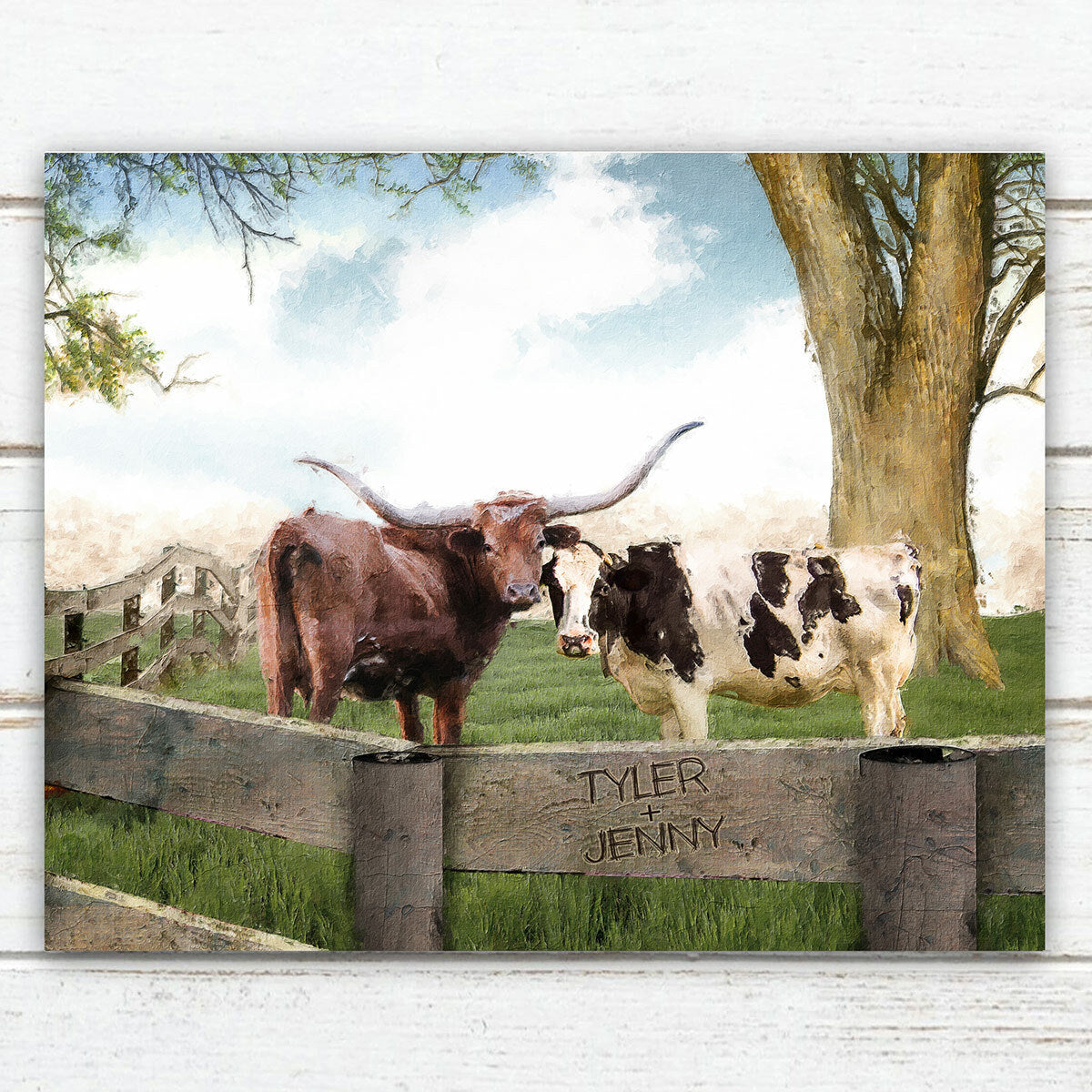 Longhorn Love Personalized Stretched Canvas - Small