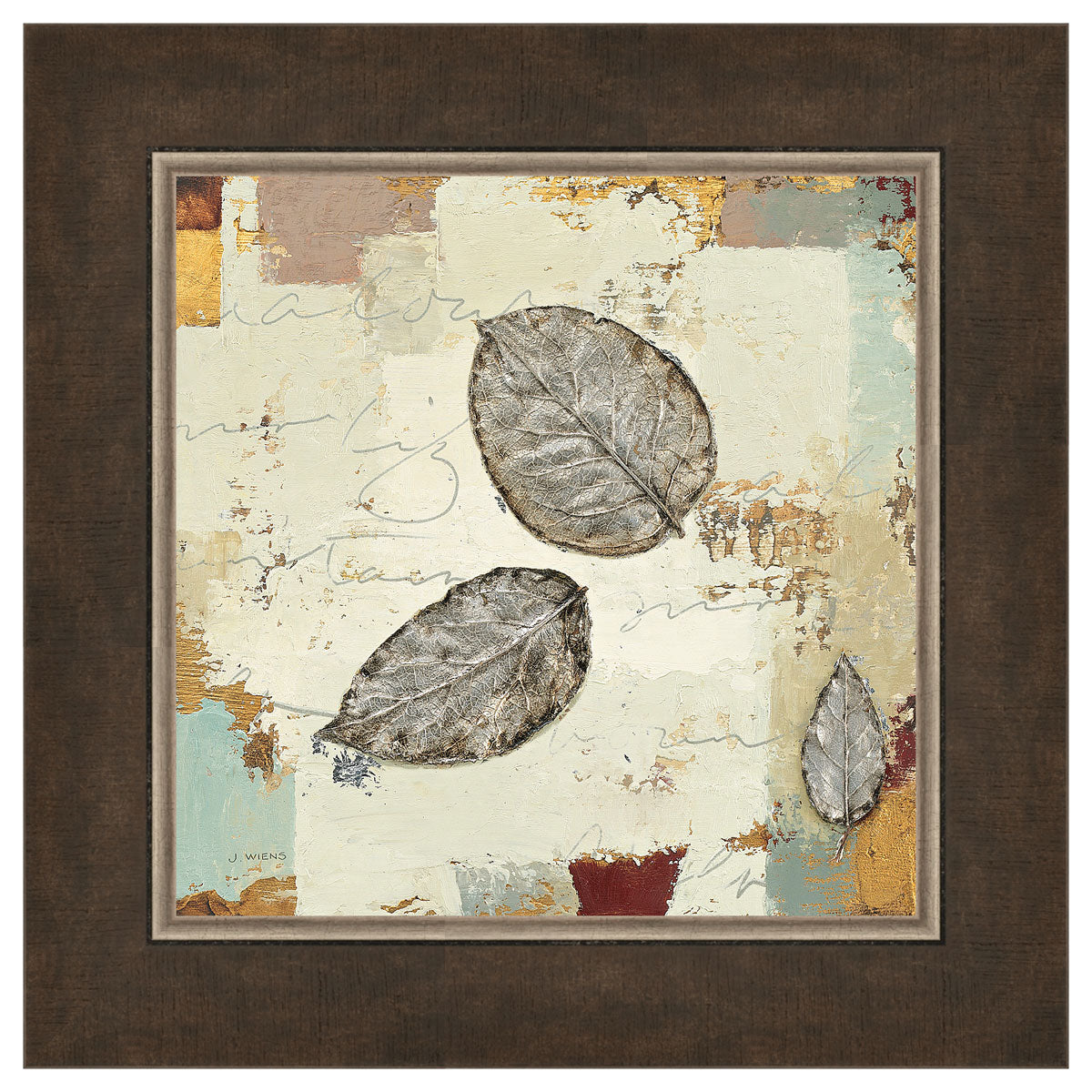 Square Silver Leaves IV Framed Print