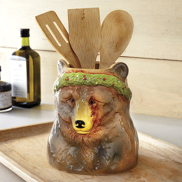 Holly Bear Ceramic Utensil Holder