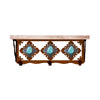 Turquoise Stone 20 Inch Pine Hook Shelf