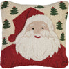 Santa & Trees Hooked Wool Pillow