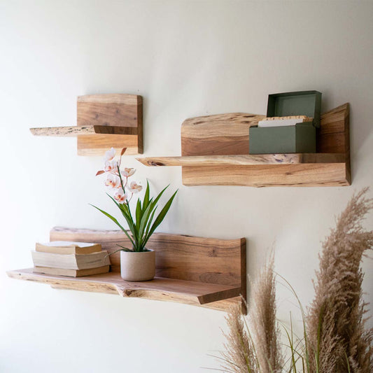 Natural Edge Floating Shelves - Set of 3