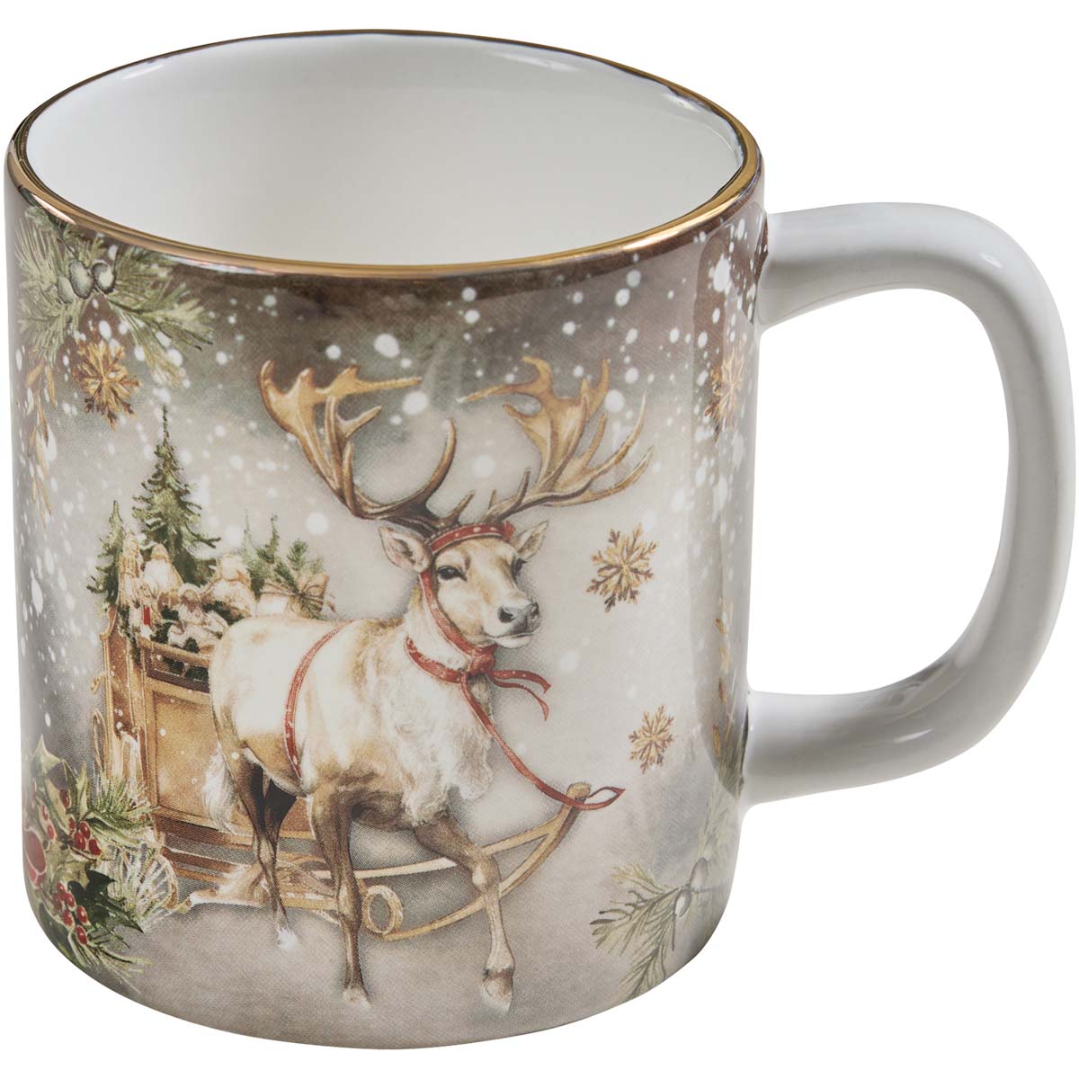 Snowy Sleigh Mugs - Set of 4