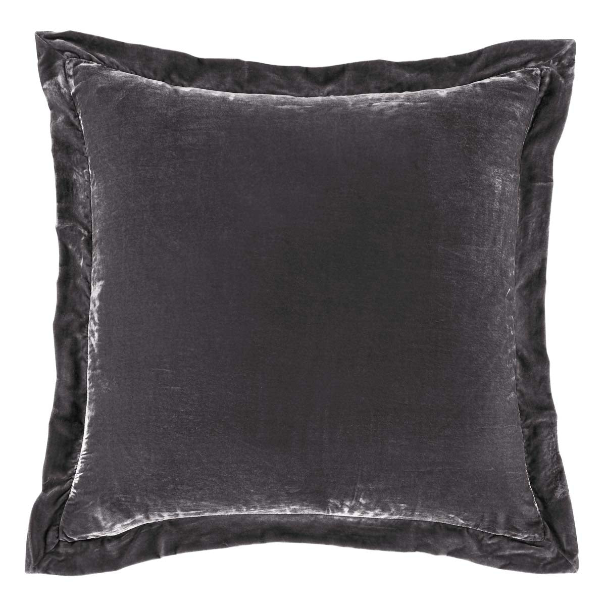 Azure Gray Velvet Flanged Square Euro Sham