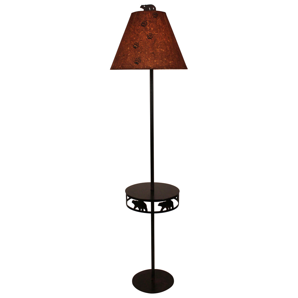 Burnt Sienna Iron Round Bear Band Drink Table Tray Lamp