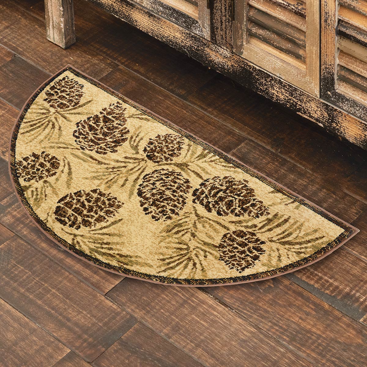Half Round Runner Rug Pinecones Half-Round / Wedge Rug | Black Forest Decor