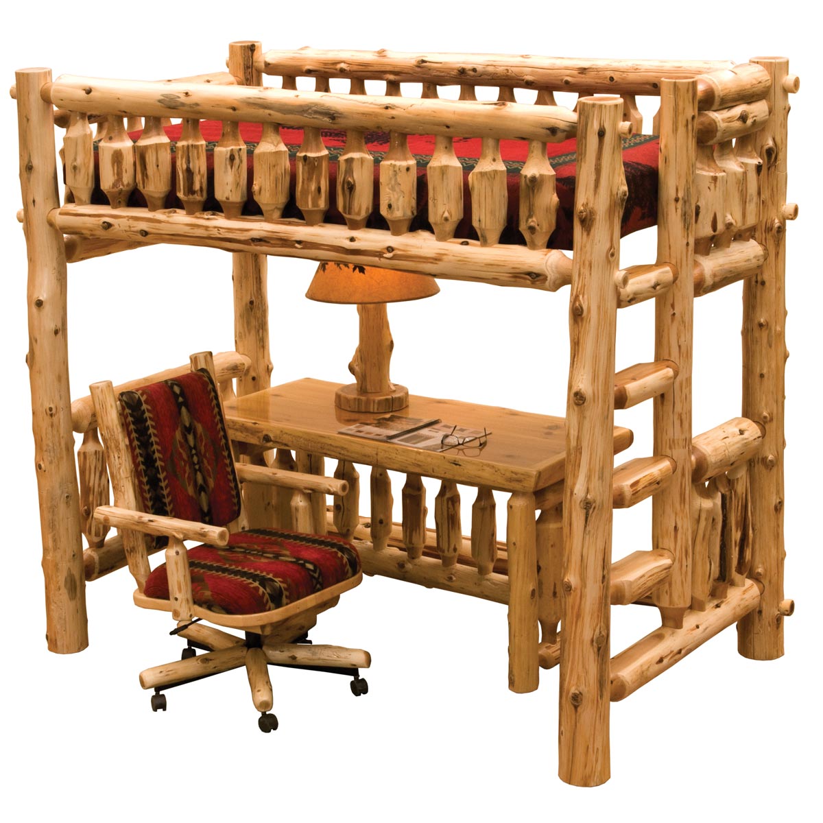 Cedar Log Single Loft Bed