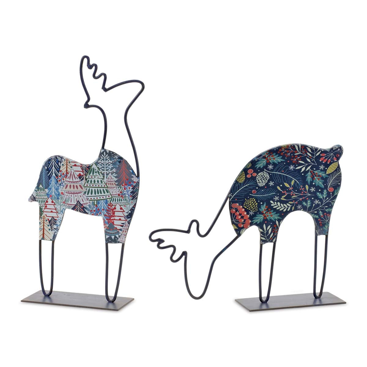 Holiday Deer Iron Figurines - Set of 2