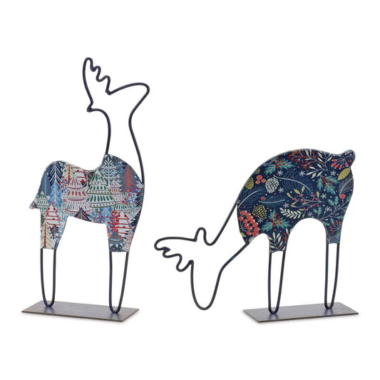 Holiday Deer Iron Figurines - Set of 2