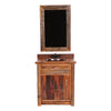 Barnwood Vanity with Carved Tree Design with Mirror - 30 Inch