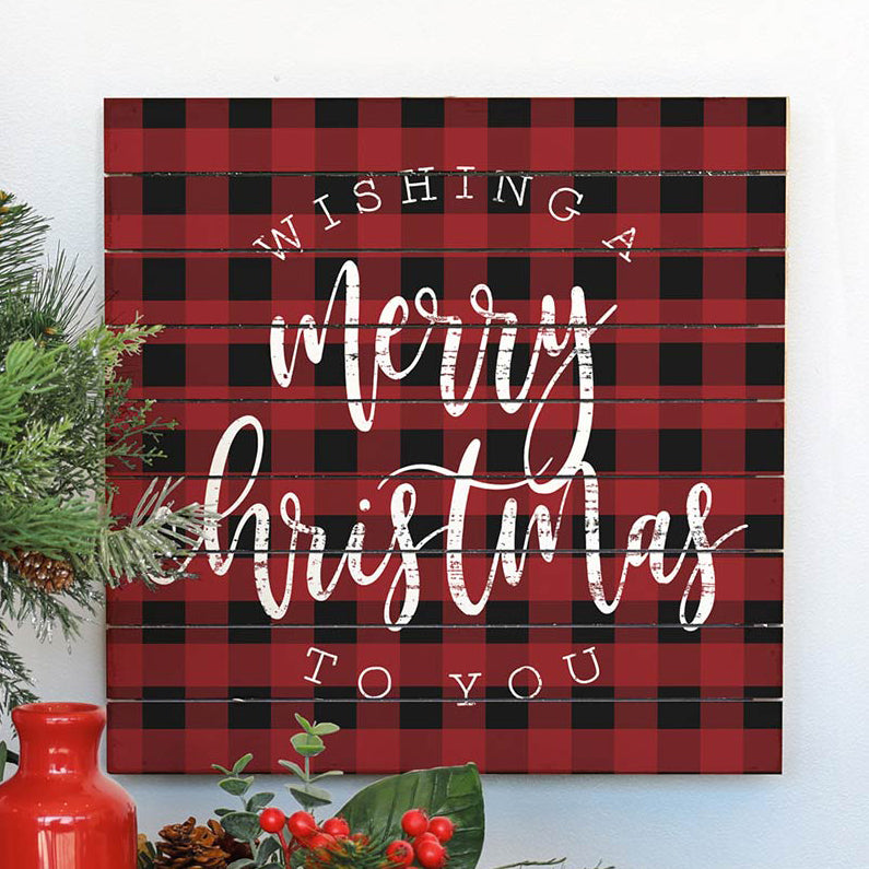 Merry Christmas Plaid Wall Art