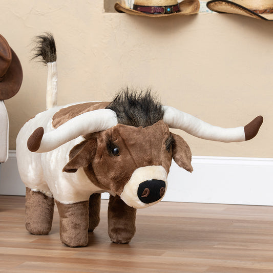 Plush Longhorn Footstool / Ottoman
