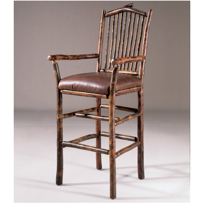 Black Forest Arched Hickory Bar Chair with Arms - Set of 2