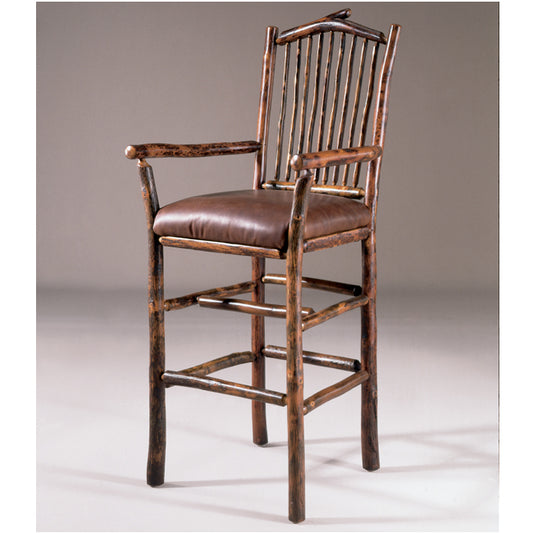 Black Forest Arched Hickory Bar Chair with Arms - Set of 2