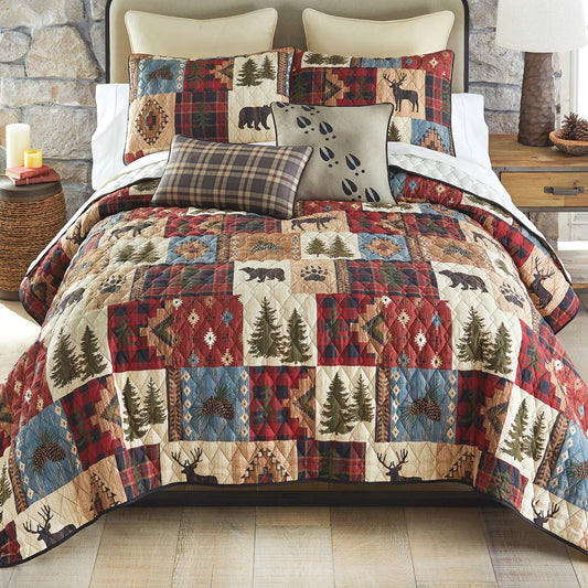 Bear & Moose Patchwork Quilt Bed Set - King