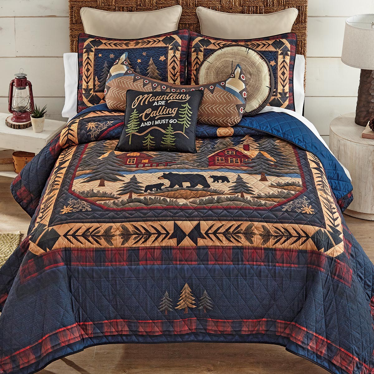 Winter Woods Bears Quilt Bed Set - King