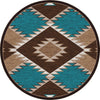 Southwestern Diamond Teal & Brown Rug - 8 Ft. Round