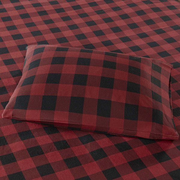 Red Plaid Flannel Sheet Set - Queen