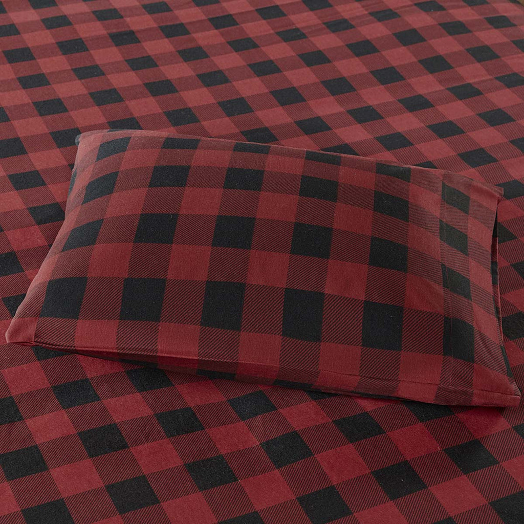 Red Plaid Flannel Sheet Set - Queen