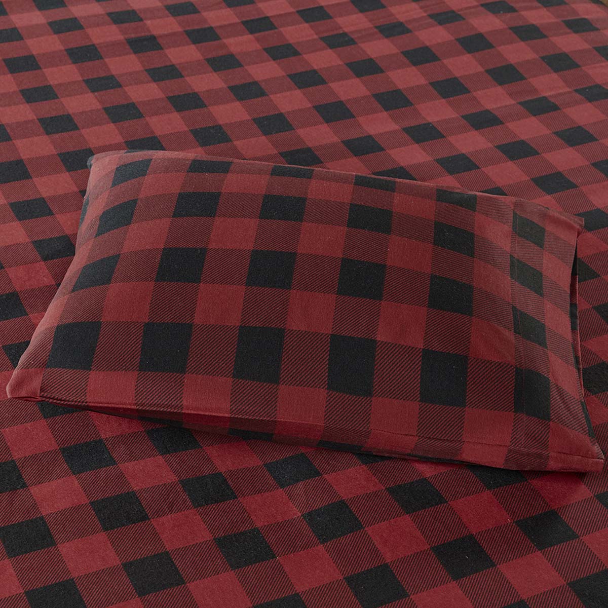 Red Plaid Flannel Sheet Set - Queen