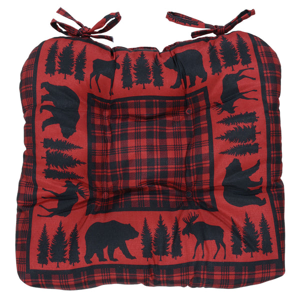 Woodland Bear & Moose Plaid Chair Pad
