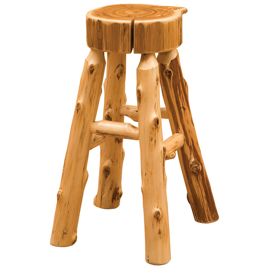 Cedar Slab Log Counter Stool - 24 Inch