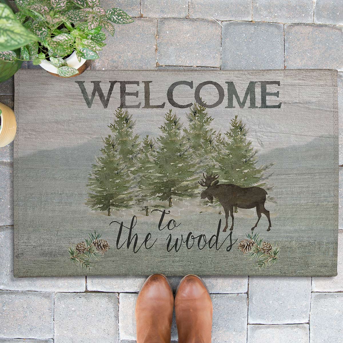 Woodland Moose Welcome Outdoor Rug - 3 x 5