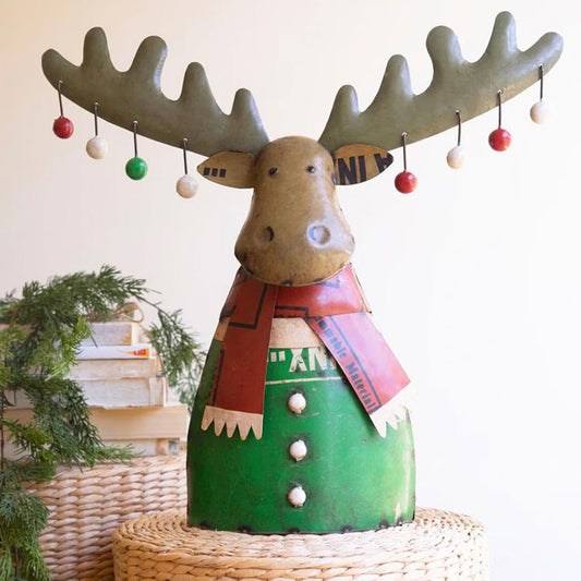 Moose with Ornaments Metal Sculpture - OUT OF STOCK UNTIL 09/16/2026