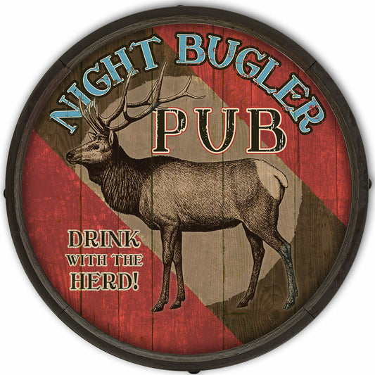 Night Bugler Personalized Round Wood Sign