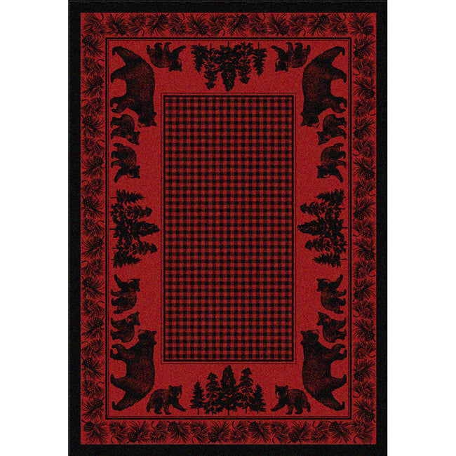 Big Sky Bear Family Red Rug - 4 x 5