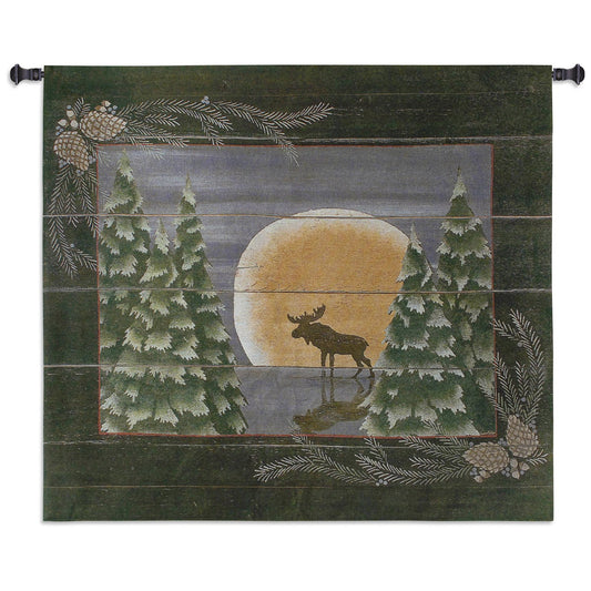 Moonlight Moose Large Wall Tapestry