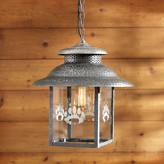 Bear Pawprints Galvanized Pendant Light