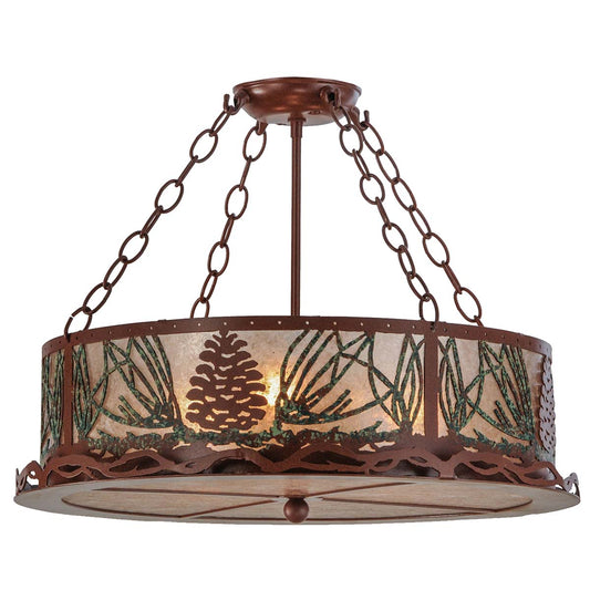 Green Pine Sprigs Semi Flush Mount Ceiling Light