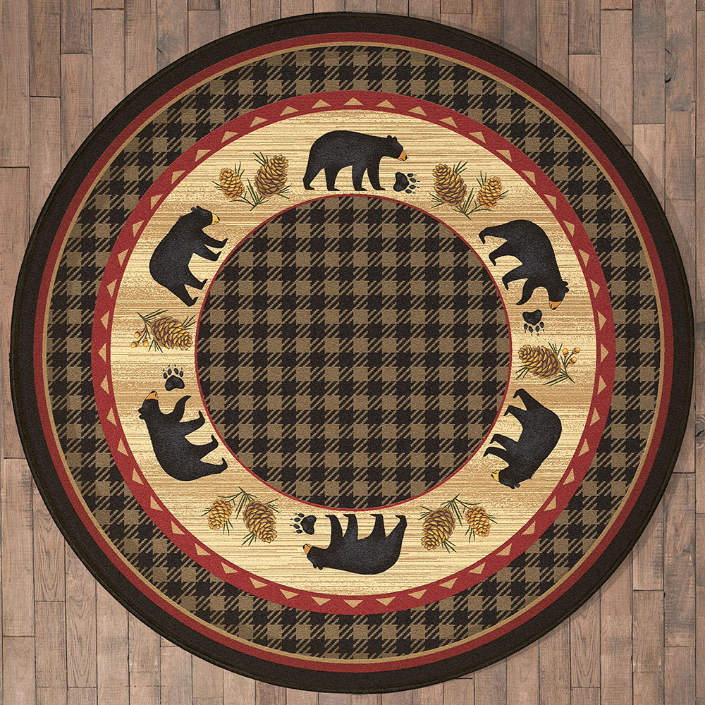 Bear Tracks Lodge Rug - 8 Ft. Round