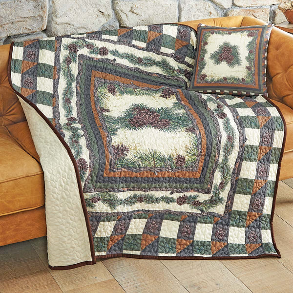 Woodland Pinecones Quilt Throw - CLEARANCE