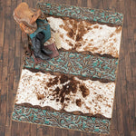 Vaquero Turquoise Cowhide Rug - 2 x 8