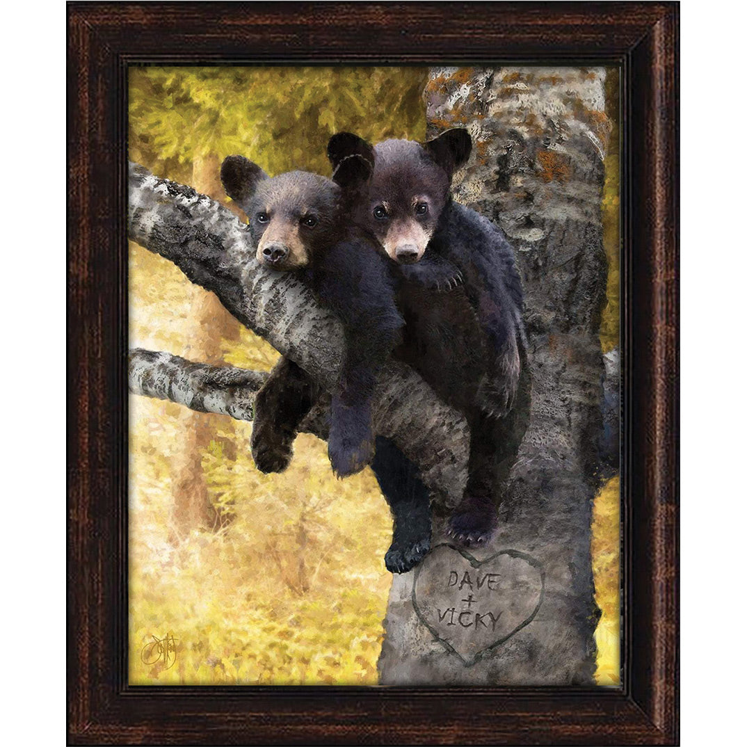 Bear Cub Love Personalized Framed Canvas - Medium