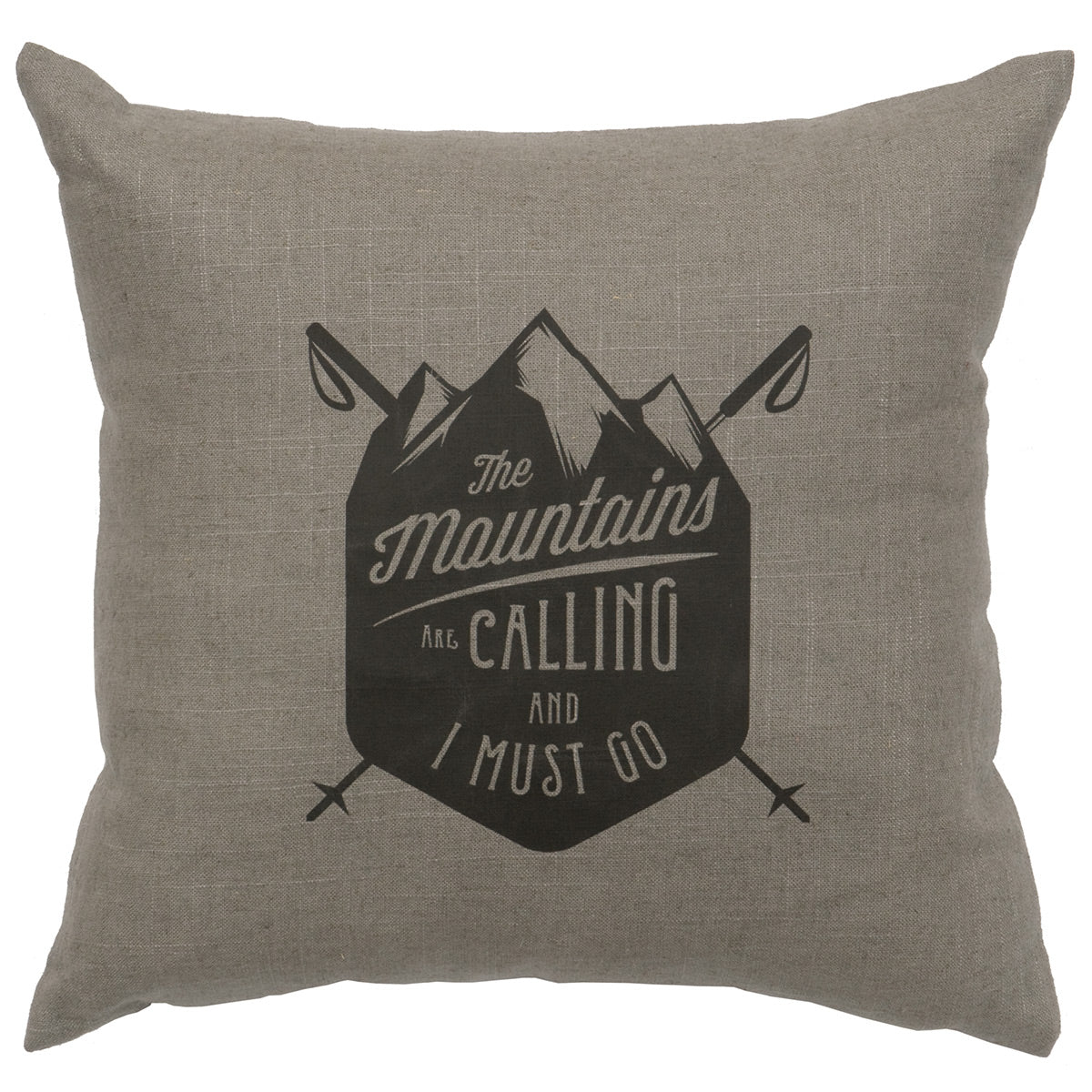 Mountains Are Calling Linen Pillow - Gray