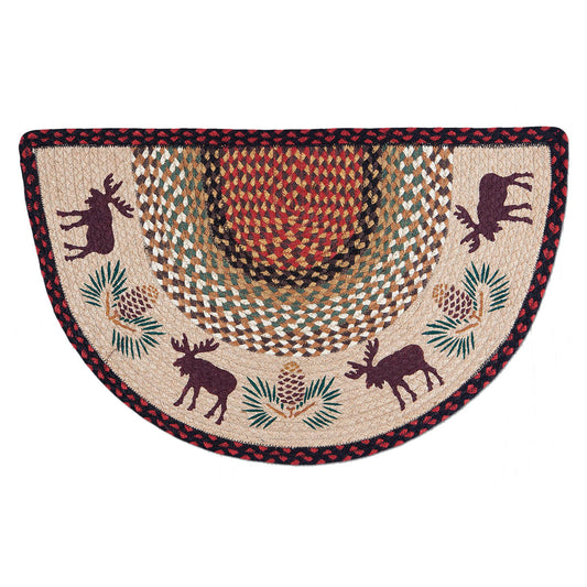 Moose & Pinecone Half-Round Braided Rug